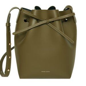 Mansur Gavriel Leather Bucket Bag Olive